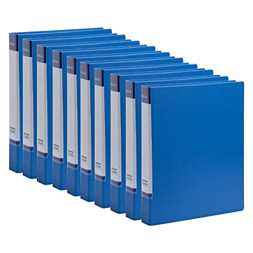 Kinstar 両開きパイプ式ファイル 両開き 青10冊パック A4縦2穴 保存ファイル 300枚収納 30mm