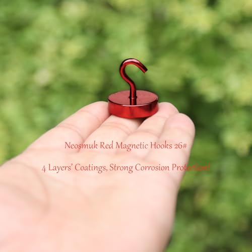 Image of Neosmuk Magnetic Hooks Steel Tube Design for Cruise,80lb+ Red,10 Pack