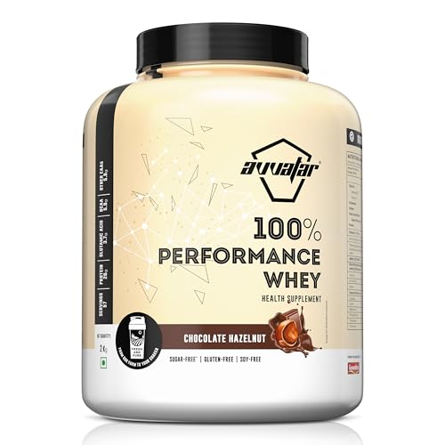 Image of avvatar PERFORMANCE WHEY PROTEIN | 2Kg | Chocolate Hazelnut Flavour | 26g Protein | 57 servings