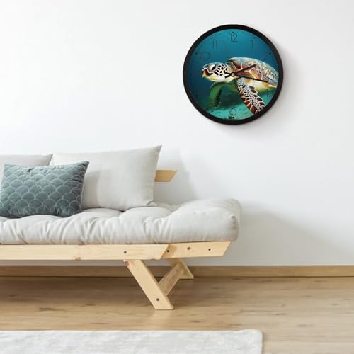 Horloge murale tortue sans tic-tac silencieuse et moderne de 25 cm - 5