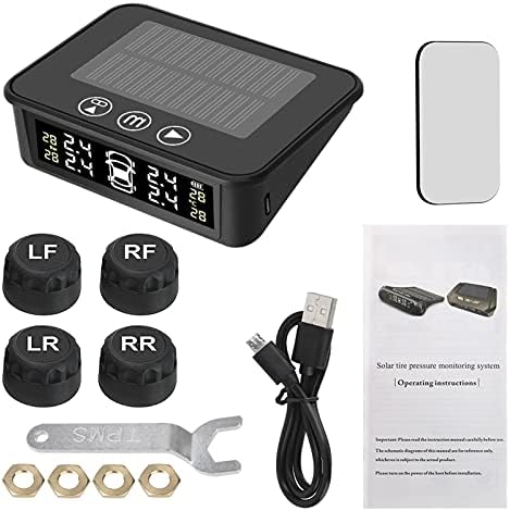 Touch Switch Auto Tire Pressure Monitoring Smart Voice Alarm Solar Car TPMS Tyre Temperature Warning System (Color : External Sensors)