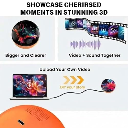 Image of Memory Orb Ball - 2.7 inch Crystal Ball Video Player, Core Memory Orb Christmas Ornament, Uploadable Videos & Photos, DIY Gift for Anniversary, Birthday (Blue)