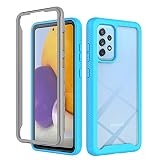 XINNI Cover per Samsung Galaxy A52S(A52 4G 5G), Protezione Schermo Integrata 360 Gradi Antiurto Custodia, Rugged Doppia Faccia Bumper Trasparente Full Guscio Fronte Retro Case, Azzurro