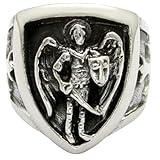 Anello da uomo in acciaio inossidabile con simbolo dell'Arcangelo di San Michele, stile vintage, idea regalo, 9