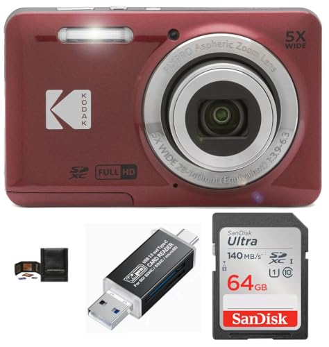 �R�_�b�N(KODAK) PIXPRO FZ55 �f�W�^���J�����Z�b�g : SanDisk 64GB SDXC�������[�J�[�h �p�\�R���E�X�}�[�g�t�H���Ή�SD�J�[�h���[�_�[ �������[�J�[�h�E�H���b�g(4�i)(���b�h)