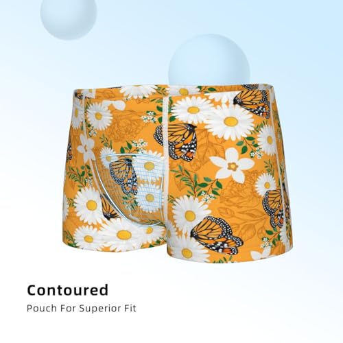 Boys' Cotton Boxer Brief Soft Underwear-White Floral And Butterflies4