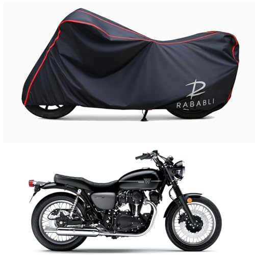 Image of Waterproof Bike Body Cover Compatible for | KawasaW800 BS6 | Taffeta Fabric, Red Piping Design, Bottom Elastic Fit | Dustproof, Sun UV & Rain Protection for All Bikes