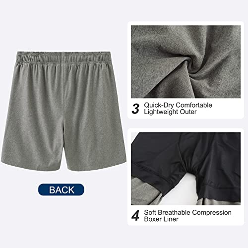 Image of HODOSPORTS Mens 7 inch Swim Trunks with Compression Liner S-6XL Quick Dry Swimming Shorts Zipper Pockets Swimsuits