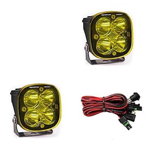 Baja Designs Squadron Sport LED Light Pod Pair, Off Road LED Lights, Driving Headlights for Truck, SUV, Super Bright High Speed Spot Long Beam Pattern, Waterproof, Black, Amber