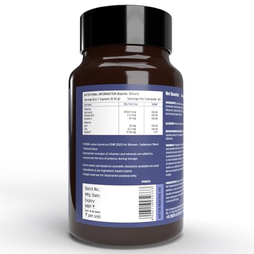 HealthKart hk vitals Iron + Folic Acid Supplement (60 Capsules) | With Zinc, Vitamin C & Vitamin B12, Supports Blood Building | Immunity and Energy - Image 3