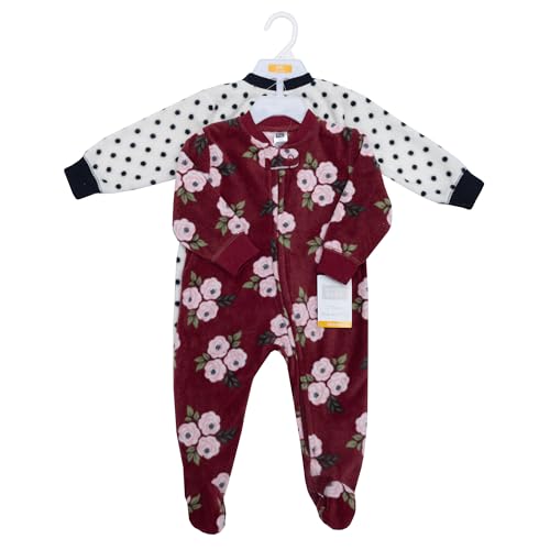 Hudson Baby Infant Girls Fleece Sleep and Play, Burgundy Floral, 3-6 Months by Hudson Baby - Image 2