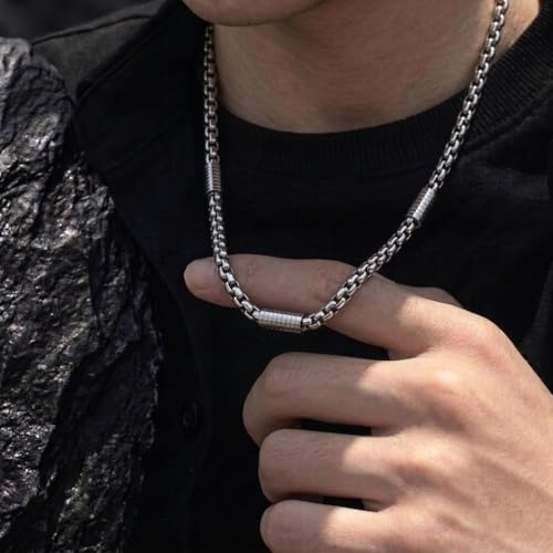 Image of SALTY ALPHA Anti Tarnish Stainless Steel Locket Neck Chain for Men | Stylish Pendant Necklace | Jewellery Accessories for Boys | Minimal Jewelry | Gifts for Boyfriend & Husband | Gift for Diwali, Christmas, Marriage, Birthday, Rakhi
