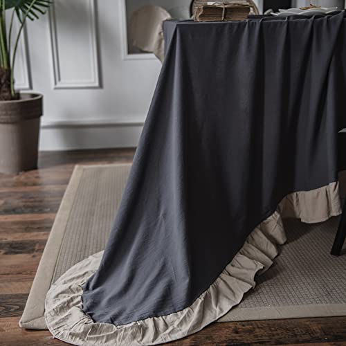 Mixxar Farmhouse Style Cotton Linen Tablecloth, Rustic Rectangle Table Cloth, Indoor Outdoor Party Table Decor, Kitchen Restaurant, Picnic Cover Cloth (Grey, 39.3”X55.1”) #TOP1
