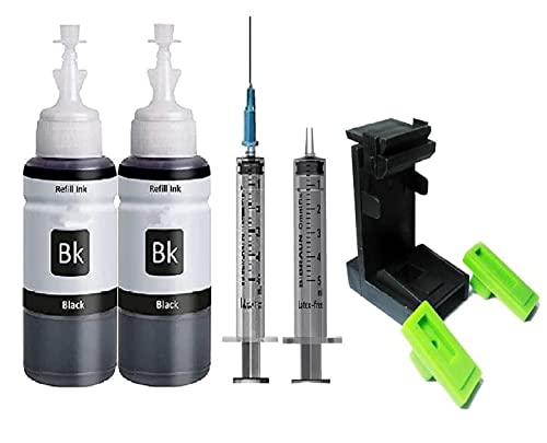 KATARIA Refill Ink for Printer Black 200ml with Suction Tool for Printer Cartridges 805 860 861 803 680 678 682 818 802 901 & PG40 CL41 PG89 CL99 PG830 CL838with 1 Syringe
