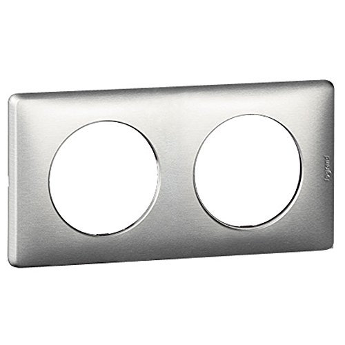 Legrand 068902 Plaque Céliane Métal 2 Postes, Titane