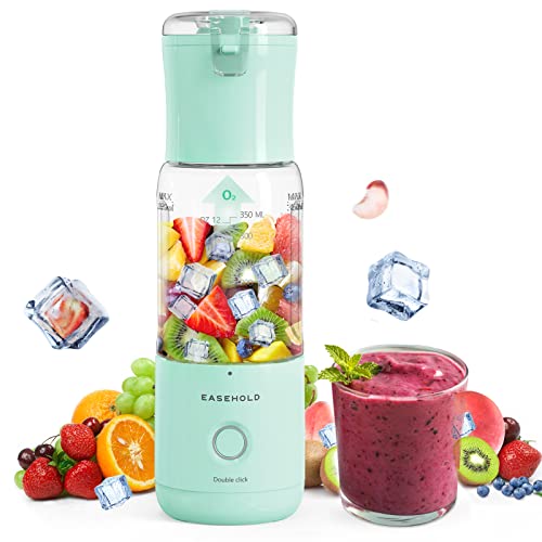 Tragbarer persönlicher Mixer, Vakuum-Mixer für Shakes und Smoothies, Blender USB wiederaufladbar unterwegs, frischer Saftmixer mit 6 Klingen, 340 ml Shake-Mixer für Reisen, Küche, Eis (Mintgrün) Cover
