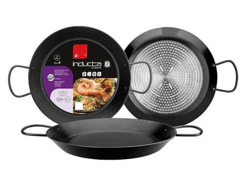 Paellera - paellera inductiva de 30 cm, compatible con cocinas de inducción, fabricada en acero inoxidable, ligera y fácil de manejar.