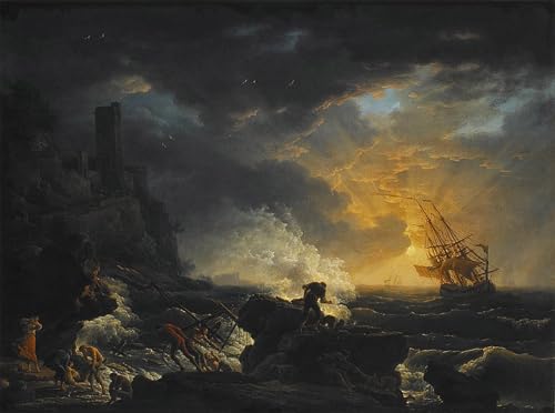 Toile moderne Naufrage Claude Vernet | Grand format 60x90cm pour mur de salon