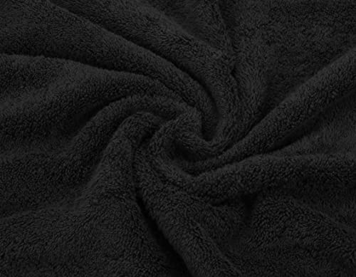 American Soft Linen Luxury 6 Piece Towel Set, 2 Bath Towels 2 Hand Towel 2 Washcloths, 600 GSM 100% Cotton Turkish Towels for Bathroom, Black Towel Sets