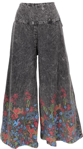 GURU SHOP Palazzohose, Boho Baumwollhose, Hosenrock mit Blüten -...