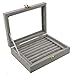 Produktbild Dielay Anzeige für Ringe - Schmuckkästchen - Glasfenster - Samt - 20x15x5,5 cm (Grau)