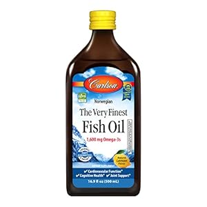 Carlson Labs Very Finest Fish Oil Nutritional Supplement, Lemon, 16.9 Fluid Ounce
