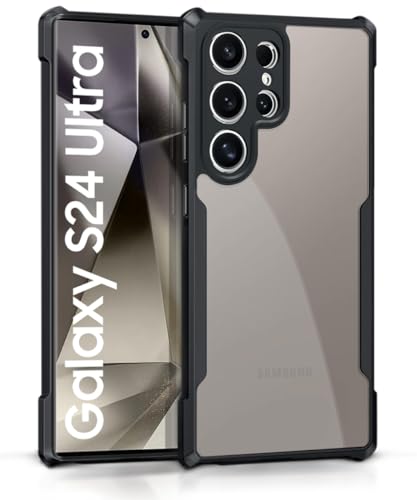 Image of WOW IMAGINE Shock Proof Clear Protective Back Case for Samsung Galaxy S24 Ultra 5G - AirEDGE Technology | 360 Degree Camera Protection | Transparent Hybrid Back Case Mobile Cover - Black