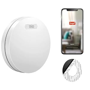SAVS SM11W Rauchmelder WLAN – 10 Jahre Batterie – Smart kompatibel mit Tuya App - Extra flaches Design – Feuermelder WiFi – Montage ohne Bohren