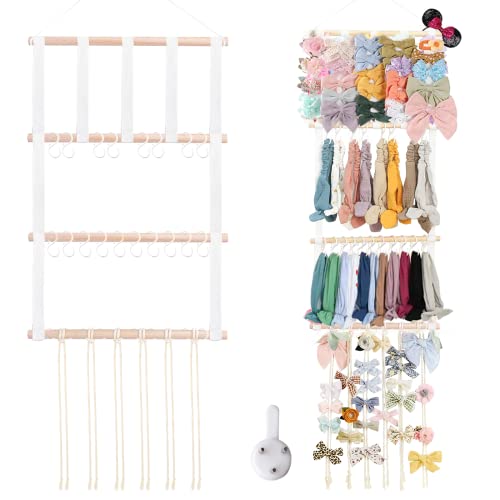 Image of Watbeyoz Headband Hair Bows Holder Organizer for Girls，Baby Headband Hair Accessories Storage Wall Decor for Hanging Headband Toddler Girls Room Door,Closet,Wall (White