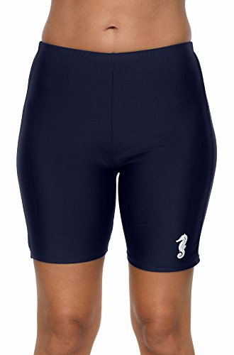 belamo Women Swim Shorts Solid Tankini Bottoms high Waisted Boardshorts Swim Panty Bike Boyshorts Navy 2XL