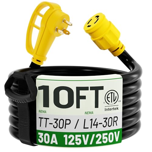 POWGRN 10 FT RV Power Cord 30 Amp Extension Cord,