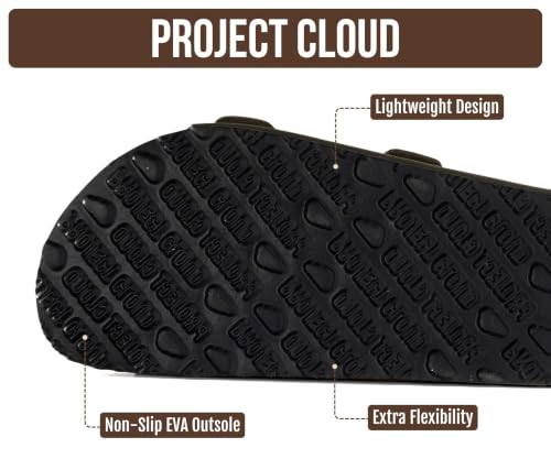 Image of Project Cloud 100% Genuine Leather Womens Sandals Slides for Women (Venita) | Cork Footbed Sandals for Women with Memory Foam and Arch Support Vacation Essentials Slides for Women Footwear Flat Sandals
