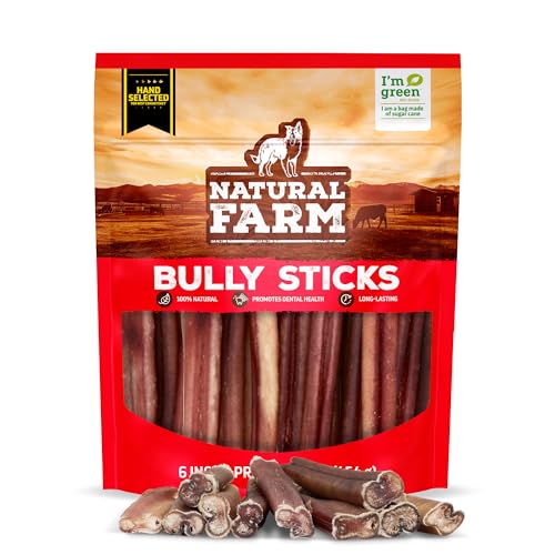 Natural Farm Odor-Free Select Bully Sticks, (6-Inch, 1-Pound), Hand Selected for Consistent…