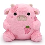 LMTGLDT Strawberry Cow Plushie Pillow Cow Stuffed Animal Toys,Cute Strawberry Cow Plush Home Decorations, Soft Stuffed Cows Doll Lovely Gifts for Kids