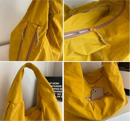 Image of Slouchy Nylon Hobo Bags Women Underarm Shoulder Bag Crescent Crossbody Purses Trendy Large Travel Beach Tote Handbag