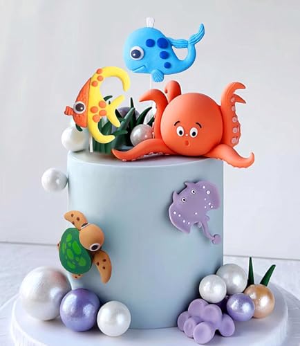 Decoración para tartas bajo el mar con figuras tridimensionales JeVenis