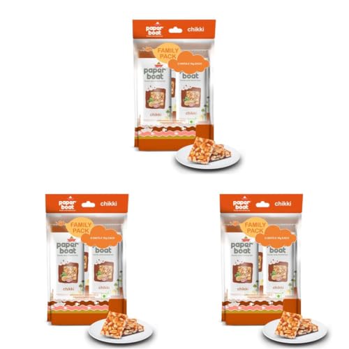 Image of Paper Boat Chikki Family Pack, Peanut Bar, No Added Preservatives and Colours | Gajak | Sweets | Made with Jaggery | Gazak (Pack of 18, 16g Each)