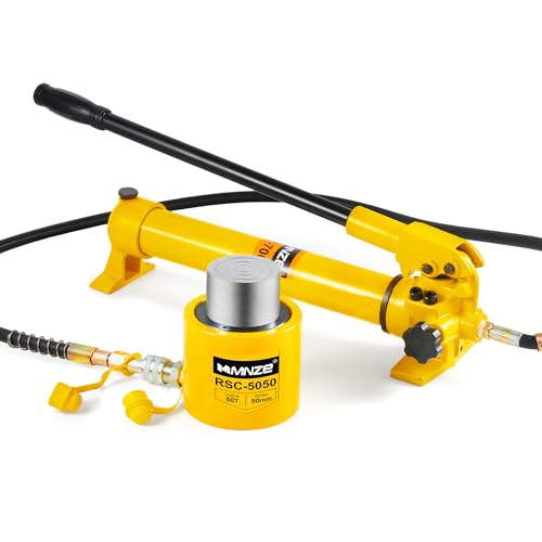 50T 2" Stroke Hydraulic Cylinder Jack Sets Porta Power Ram Jack Kits Single Acting Lifting Cylinder Retract Automatically with CP-700 Hydraulic Hand Pump