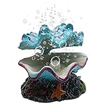 Abnaok Aquarium Shell Decoration, Tropical Clam Live-Action Ornament, for Fish Tank Aerating, Aquarium Oxygenated - Shell Pearl Air Stone Bubble Decoration