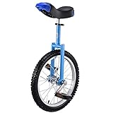 Einrad, 18/20-Zoll-Rad-Einrad for Kinder, mit Leichtmetallfelge, extra dickem Reifen, verstellbarem Sitz, Aluminiumlegierungsschnalle, for Outdoor-Sport, Fitness, Training, Gesundheit(Blue,20inches)