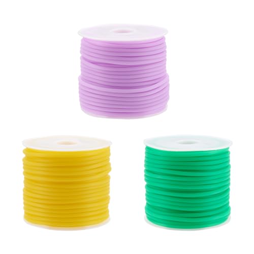 Bestewelry 30m Hollow Piping Cord PVC Tubular Synthetic Rubber Cord 2mm Round Tube Rubber Spool Roll for Knitting Craft Holding Stitches Jewelry Making