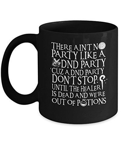 ANEWNICE Ain't No Party Like a DND Party Mug - RPG Mug for Gamers Nerds and Geeks (Black)