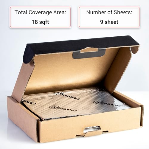 CANOPUS Car Sound Deadening Mat, 80 mil 18 sqft, Pack of 9 Sheets, Butyl Sound Deadener Mat, Audio Car Sound Dampening Material for Car Trunk, Door, Floor and Ceiling, Silver - Thumbnail 7