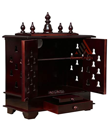 Templo de madera pintado a mano de estilo rajasthani mediano con puertas 5