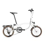 ROCKBROS HRS Faltrad 16 Zoll Chromoly Stahlrahmen, 7 Gang S-Ride Schaltung, Caliper Felgenbremsen, Leicht Klapprad City Bike für Damen Herren, Pendler Fahrrad Folding Bike Quick-Fold-System Weiß