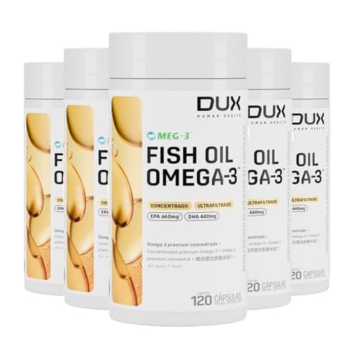 Kit 5 Ômega 3 Dux Fish Oil Sem Sabor 120 Cápsulas