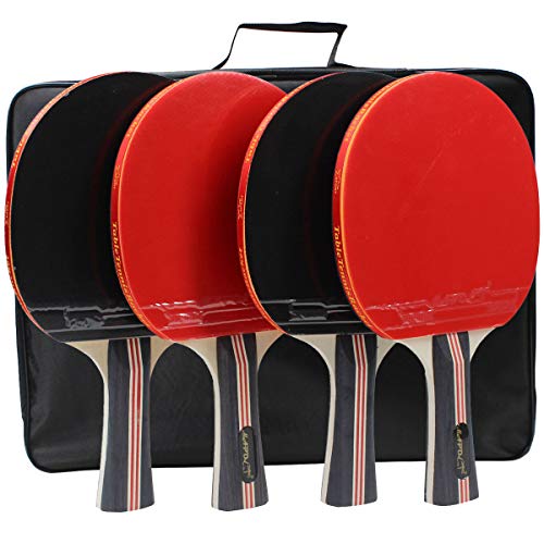 Mapol Premium Anywhere Portable Ping Pong Paddle Set ,Quality Table Tennis Paddle Set ,Included 4 Advanced Paddles,8 Pack 3-Star Balls ,Retractable Net, Handy Storage Case #TOP7