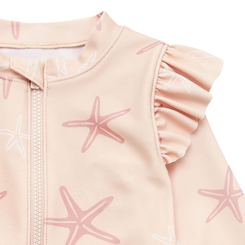 Image of Gerber Baby Girls' Toddler Long Sleeve One Piece Rashguard Swimsuit