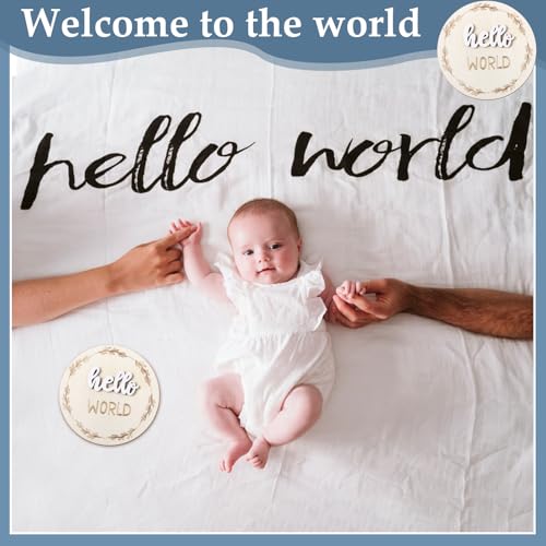 Image of 7 Pack Baby Monthly Milestone Signs, Double Sided Baby Milestone Signs Wooden Baby Announcement Sign for 1-12 Months Baby Milestone Pictures