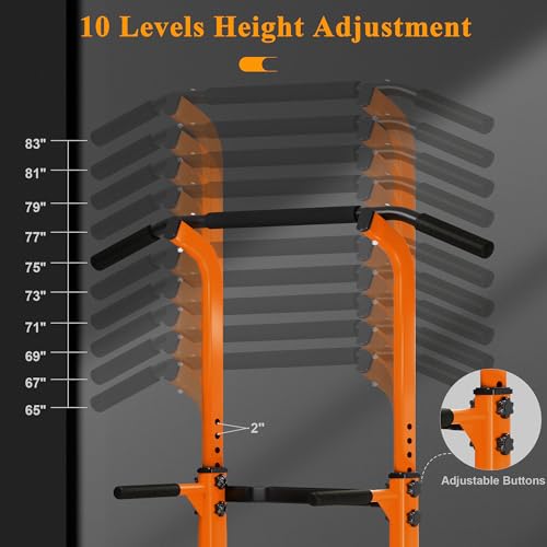 Image of DlandHome Power Tower Pull Up Dip Station Multi-Function Fitness Equipment for Strength Training Adjustable Height Dip Stand for Home Gym